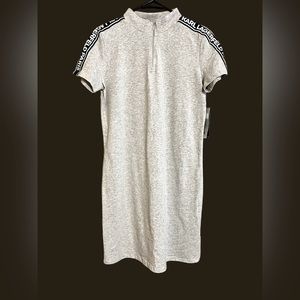 Karl Lagerfeld Quarter Zip Logo Tape Shirt Dress Gray/Black Size S/CH/P - NWT
